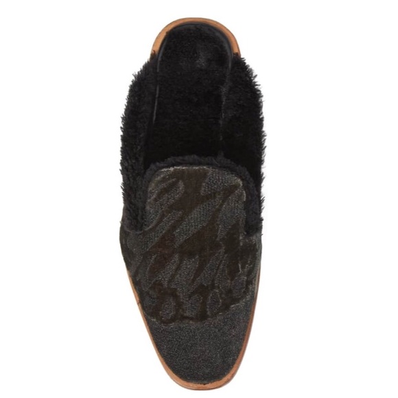NWOB Free People Velvet Embroidered Fur Lined Mule - Picture 4 of 7